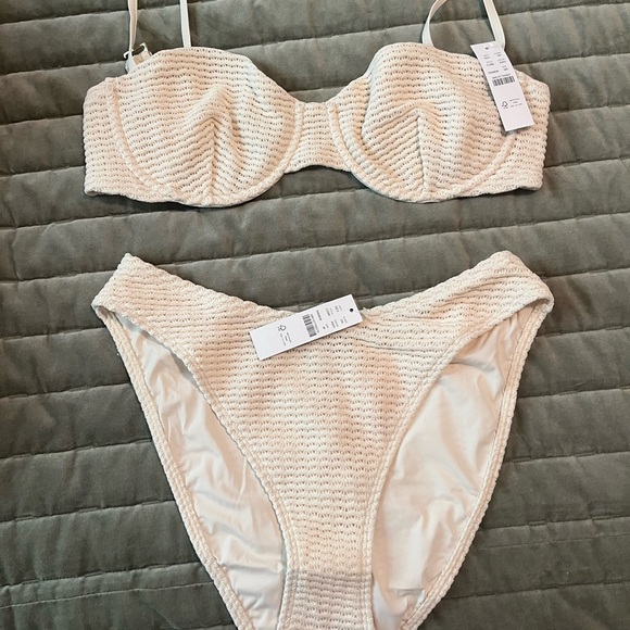 J. Crew Cream Textured Bikini Set - Picture 1 of 6
